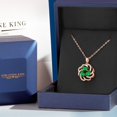 thumbnail image 5 of Gem Stone King 18K Rose Gold Plated Silver Green Simulated Emerald 3-Stone Pendant Necklace for Women (1.55 Cttw, Oval 6X4MM, with 18 inch Chain), 5 of 6