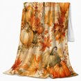 thumbnail image 2 of Rustic Autumn Harvest Pumpkin Maple Leaf Pattern, Cozy Rustic Scene, Warm Flannel Blanket for Living Room and Bedroom, Art Lovers Thanksgiving Gift, Rustic Home Decor, 2 of 9