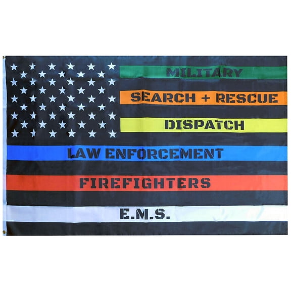 USA Multi Color Thin Line Hero's Flag 100D Poly Nylon 4x6 4'x6' Flag Banner
