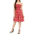 thumbnail image 2 of HAPPY BAY Women's Summer Boho Beach Smocked Mini Flowy Dress Tube Top Strapless Dresses for Women L-XL Cherry, Floral, 2 of 4