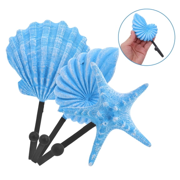 LOLIPPYY 3Pcs Vintage Ocean Coat Hooks Sky Blue Resin Nautical Wall Hooks for Home Key Hat Bags