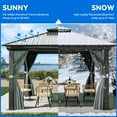 thumbnail image 5 of Dextrus 12x12ft Hardtop Gazebo with Nettings and Curtains, Heavy Duty Double Roof Galvanized Steel Outdoor Combined of Vertical Stripes Roof for Patio, Backyard, Deck, Lawns, Gray, 5 of 5