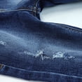 thumbnail image 6 of KIDSCOOL SPACE Infant Jeans,Baby Toddler Elastic Waist with D-ring Linear Tears Ripped Holes Stretch Denim Pants,Deep Blue,2-3 Years, 6 of 6