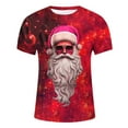 thumbnail image 2 of Mens Christmas T Shirts Golf Short Sleeved Round Neck Daily Santa Mens Workout Shirts,Red,L, 2 of 3