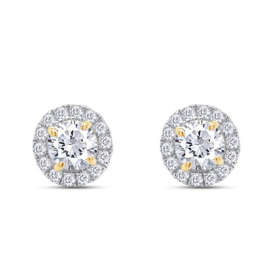 Moissanite Earrings Studs 18K White Gold Plated Sterling Silver Stud Halo Earrings 0.6 Carat D Color VVS1 Round Cut Lab Created Diamond