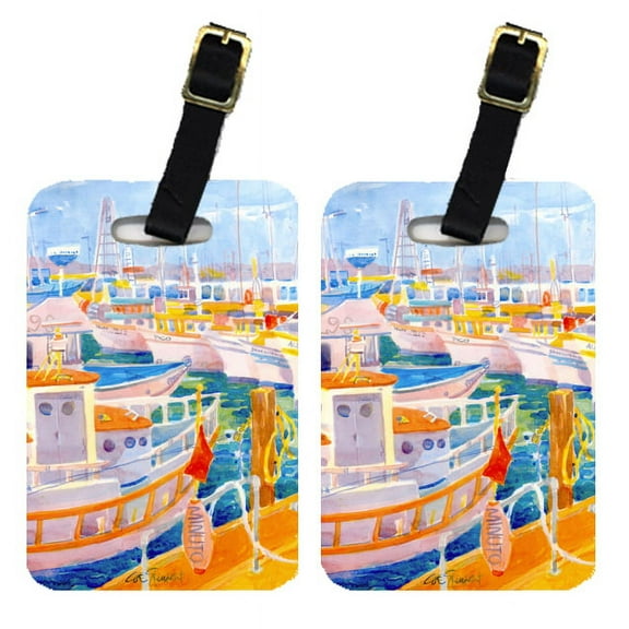 Pair of 2 Shirmp Boats Luggage Tags