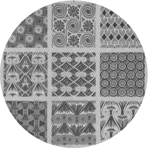 Ahgly Company Machine Washable Indoor Round Transitional Gray Cloud Gray Area Rugs, 8' Round