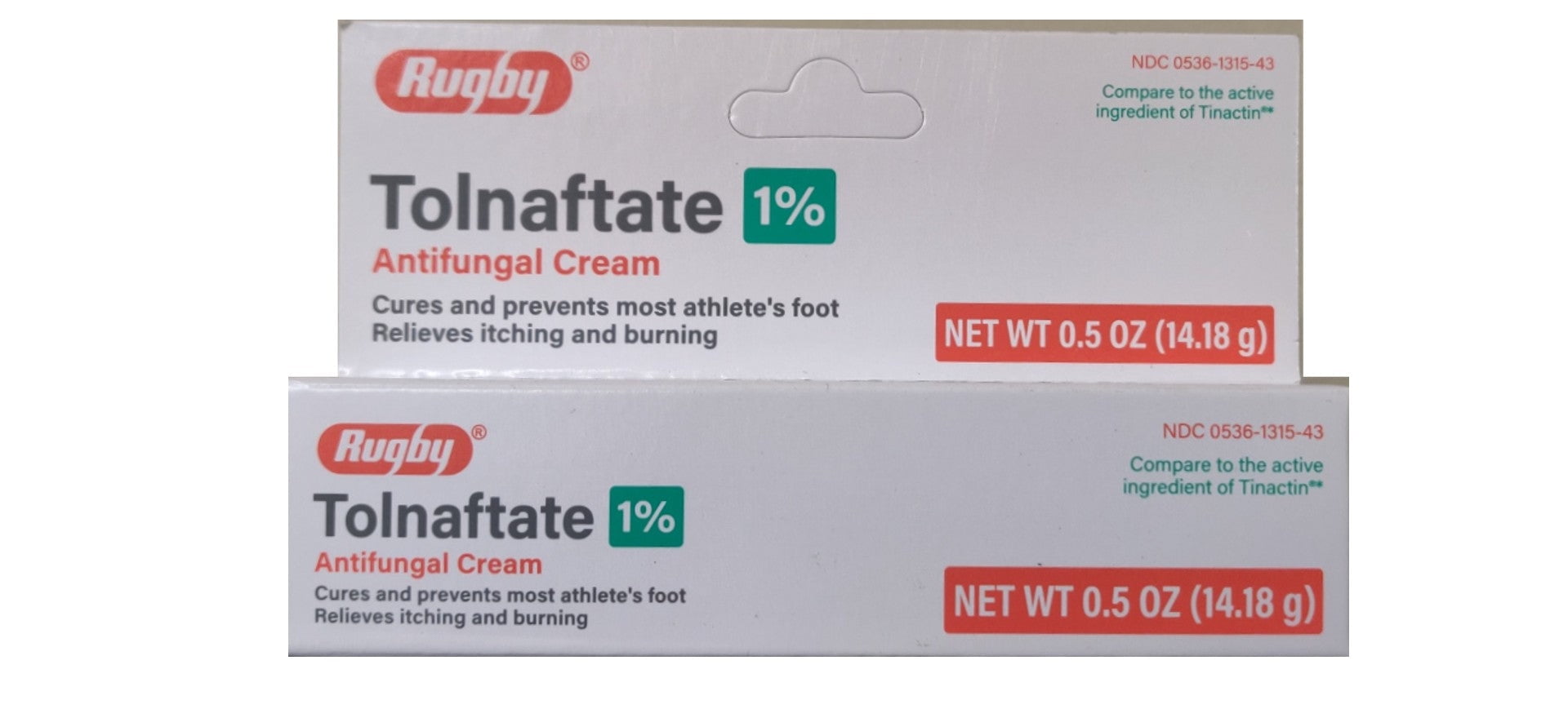 Rugby Tolnaftate 1% Antifungal Cream - Cures and Prevents Most Athlete's Foot - 0.5 oz