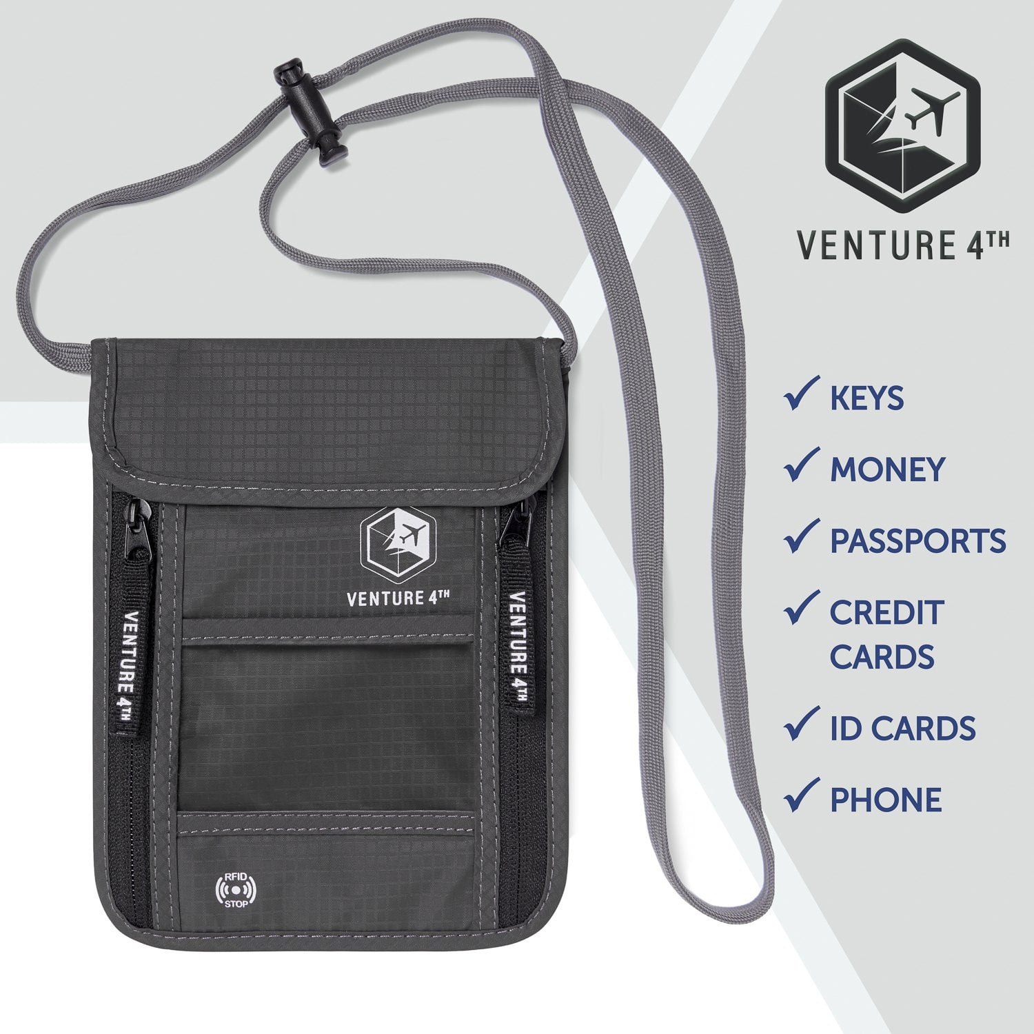 VENTURE 4TH Neck Pouch Travel Wallet - RFID Blocking
