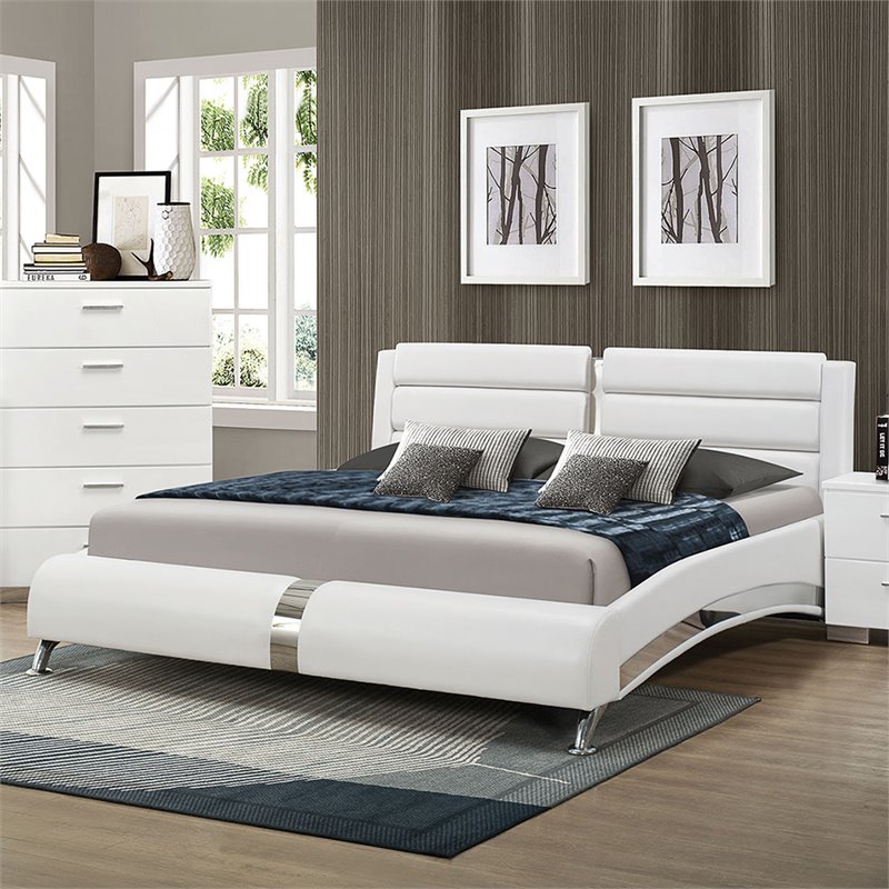 Bowery Hill Faux Leather California King Platform Bed in White