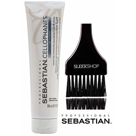 Sebastian CELLOPHANES SHINE CLEAR, Color Revitalizer A3 Complex Deposit Only, Hair Color Dye Haircolor, No Peroxide (w/ Brush) - Clear / 10.1 oz