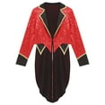 thumbnail image 6 of TiaoBug Women Sequin Ringmaster Cosplay Circus Show Blazer Jacket Uniform Victorian Tailcoat Costume Red M, 6 of 7