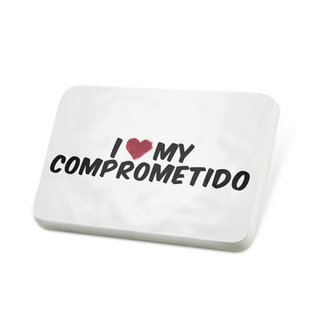 Porcelein Pin I heart love my Comprometido Lapel Badge – NEONBLOND