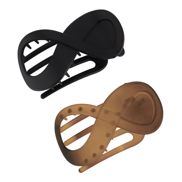 Ganchos de cabello planos Unique Bargains de 2 piezas para mujeres, ganchos de garra planos para cabello grueso, ganchos de cabello planos French Concord en marrón y negro