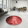 thumbnail image 3 of Ahgly Company Indoor Round Patterned Grapefruit Red Area Rugs, 5' Round, 3 of 6