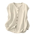 thumbnail image 4 of Cotton Linen Tank Tops，Cropped Tank Tops Linen Tank Tops For Women High Neck Tank Tops Women's Tank Tops Loose Fit Gauze Tank Tops Cute Tank Tops Tunic Tank Tops Sleeveless Linen Tops, 4 of 4
