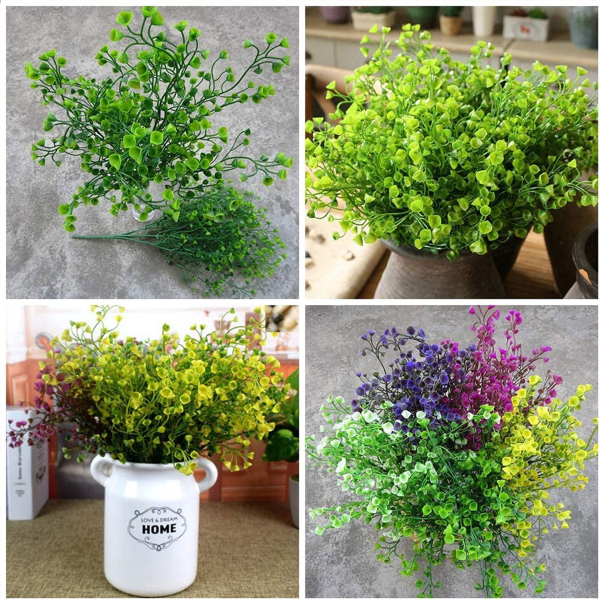 ZOELNIC Artificial Shrubs Bushes 8 Pack UV Resistant Plants Flowers, Faux Plastic Bell Leaves Greenery for Outside Hanging Planter Home Office Wedding Decor