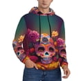 thumbnail image 2 of Naloa Vintage Patterned Skull Men's Casual Hooded Collar Drawstring Hoodies Pullover Sweatshirts Casual Long Sleeve Shirts-Small, 2 of 7