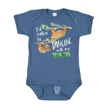 

Inktastic Id Rather Be Hanging with My Yaya- Cute Sloths Gift Baby Boy or Baby Girl Bodysuit