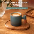 thumbnail image 3 of Unique Bargains 2.5oz Ceramic Espresso Cups with Wooden Handle Porcelain Espresso Shot Cups Set of 2 Demitasse Cups for Coffee or Tea Black/Blue, 3 of 7