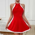 thumbnail image 5 of Christmas Lingerie Halter Dress Holiday Rave Xmas Santa Little Red Dresses A Line Mini Bedroom Chemise Sleep Dress, 5 of 9