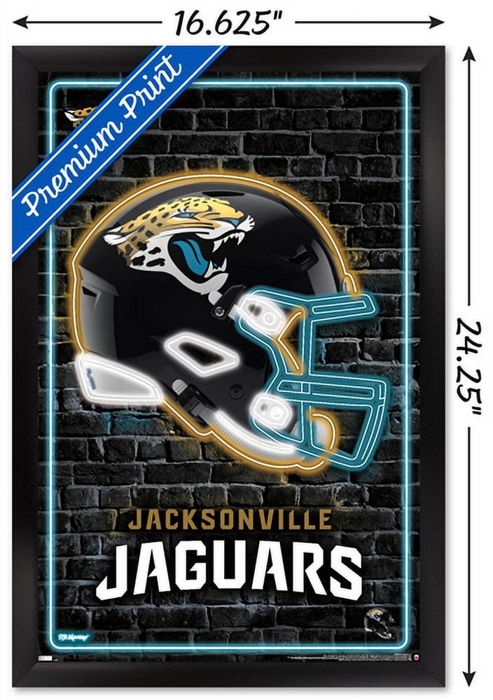 NFL Jacksonville Jaguars - Neon Helmet 23 Wall Poster, 14.725" x 22.375" Framed