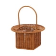 thumbnail image 2 of Cesta de almacenamiento multifuncional para mesa de comedor, cesta de picnic portátil para regalos. Marrón redondo, 2 of 9