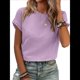 thumbnail image 1 of Blusas de Verano para Mujer, Camisetas de Cuello Redondo y Corta, Camisas de Trabajo Informales con Textura, Blusas Holgadas Púrpura L, 1 of 7