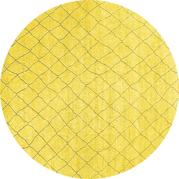 Ahgly Company Machine Washable Indoor Round Oriental Yellow Industrial Area Rugs, 3' Round