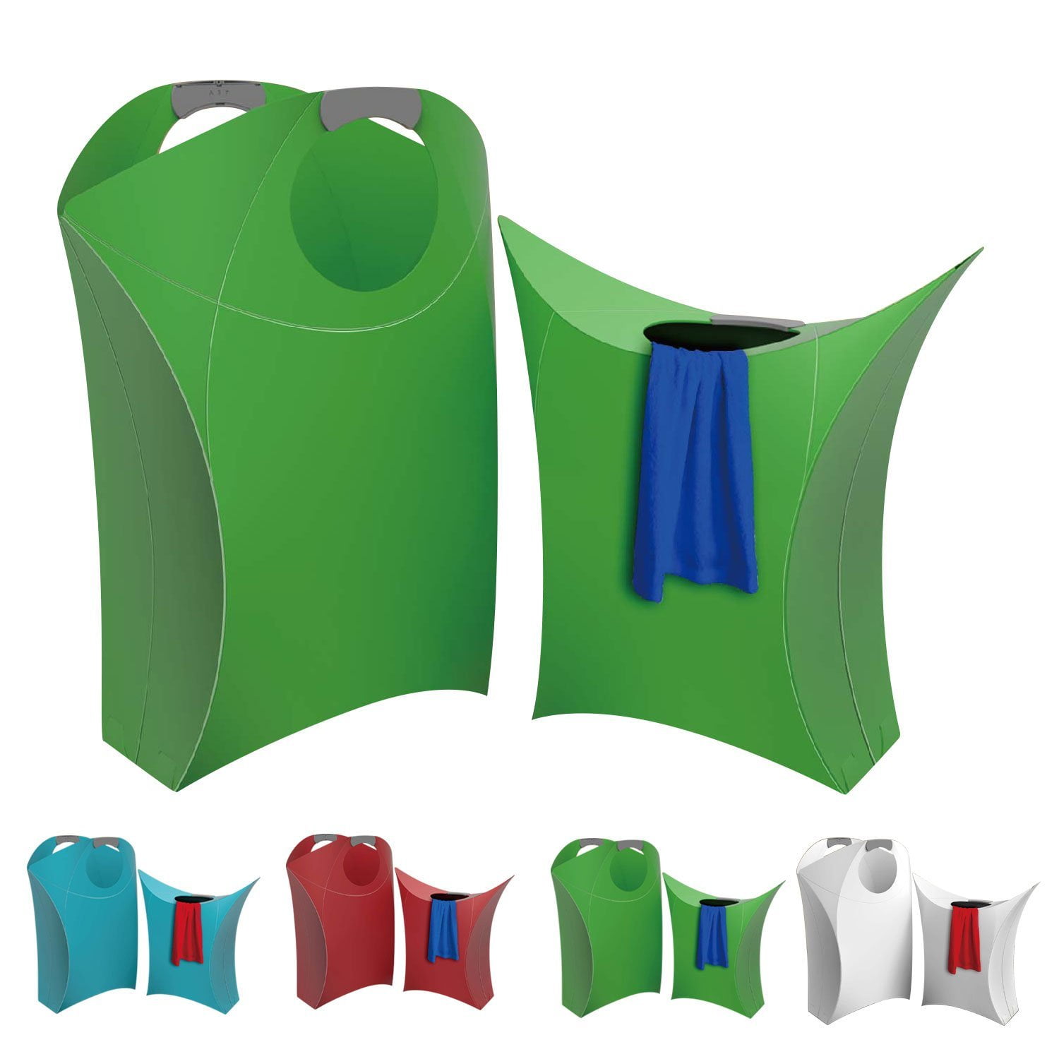 HealthLine Collapsible Laundry Hamper with Durable Handles, Green