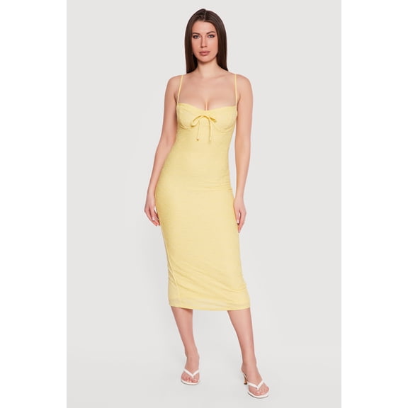 Women's Sleeveless Tie Front Sweetheart Bustier Dress