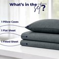 thumbnail image 4 of Dan River Bed Sheet Set Twin 3 Piece Gray Breathable Soft Cotton Jersey Sheets with Deep Pockets, Unisex, 4 of 10