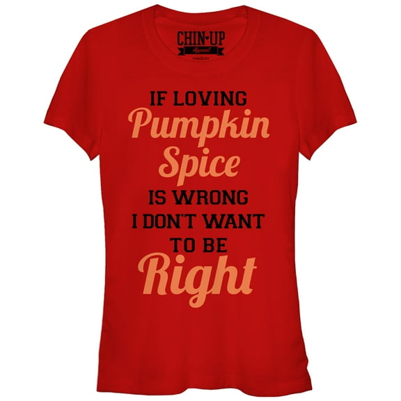 Junior's CHIN UP Loving Pumpkin Spice  Graphic Tee Red X Large
