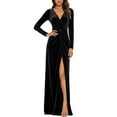 thumbnail image 5 of QATAINLAV Velvet Dresses for Women Slit Wedding Guest Bridesmaid Dress Long Sleeve Bodycon Maxi Formal Dresses, Black, XXL, 5 of 10