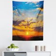 thumbnail image 1 of Yellow and Blue Tapestry, Dramatic Sunset Horizon View Amongst Clouds Idyllic Weather Dreamy Scene, Fabric Wall Hanging Decor for Bedroom Living Room Dorm, 5 Sizes, Orange Blue, by Ambesonne, 1 of 1