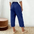 thumbnail image 7 of DuoJiaJ Womens Capri Pants, Elastic Waist with Pockets Loose Fit Casual Blue L, 7 of 7