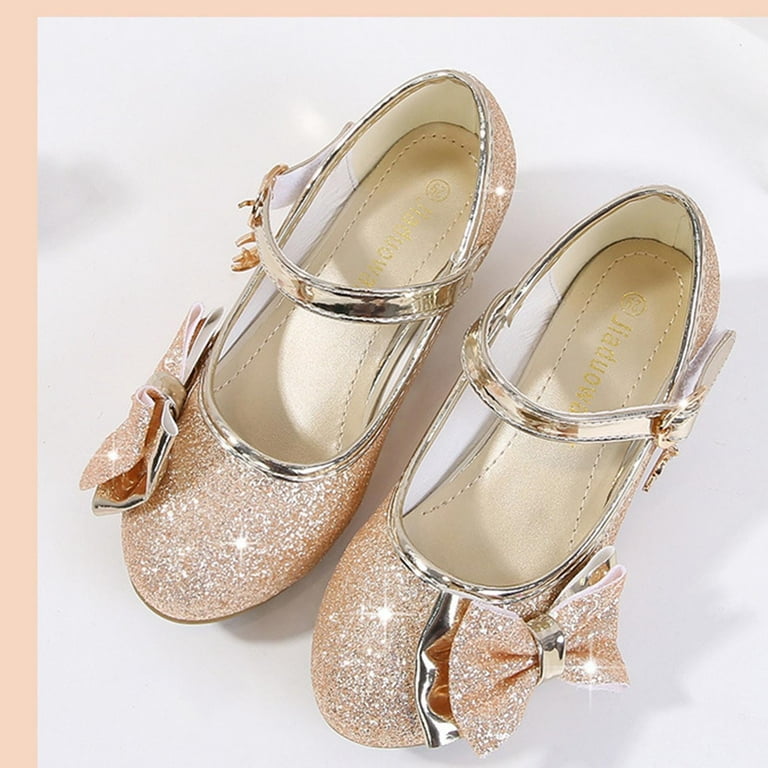 YYUIJK Girls Low Heels Princess Shoes Sparkly Glitter Dress Up Shoes Party  Wedding Flower Cosplay Shoes for Kids Gold 8 Years - Walmart.com