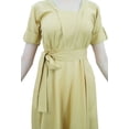 thumbnail image 4 of Bimba Women's Short Sleeve Linen Shift Dress With Belt Casual Dresses, 4 of 9