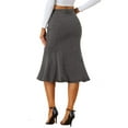 thumbnail image 3 of INSPIRE CHIC Women's Skirts Fishtail Bodycon High Waist Midi Jean Denim Skirt S Black Gray, 3 of 6