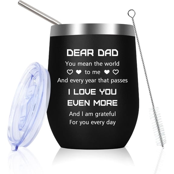 Christmas Gifts for Dad,Dad Christmas Gifts Stocking Stuffers from Daughter Son Birthday Funny Presents Valentines Day Father''s Father Day Gift,Black Stainless Steel Travel Tumbler for Men