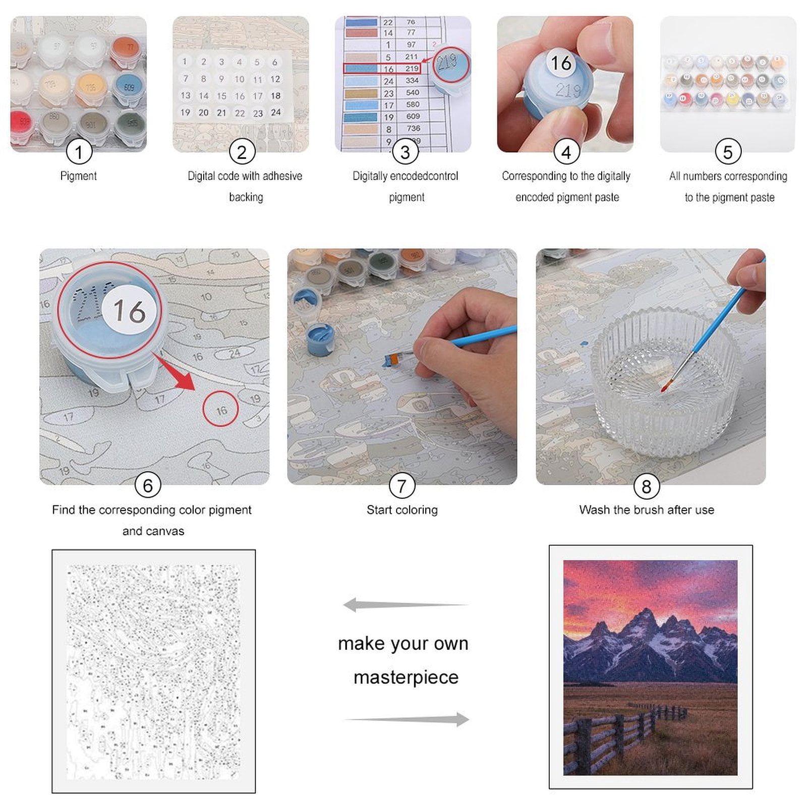 Paint by Numbers Kit for Adults, Mountain Sunset Scenic View Paint by Numbers, Easy Paint by Numbers Kit for Adults Beginner, DIY Adult Paint by Number Kits on Canvas, Home Decor