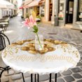 thumbnail image 6 of Happy Birthday Round Tablecloth for 36-44 Inch Tables,Fitted Table Cover with Elastic Edge,Golden Balloons Ribbons Abstract Art Waterproof Outdoor Table Cloth Protector for Patio Garden Dinner Picnic, 6 of 9