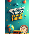 thumbnail image 4 of Vibrant Awesome Start Here Banner with Apple School Bus and Clock Elements Backdrop for School Events Back to School Parties Classroom Decorations Photo Booth Setups, 4 of 4