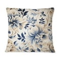 thumbnail image 3 of Designart "Blue Floral Damask Tune" Damask Printed Throw Pillow, 3 of 5