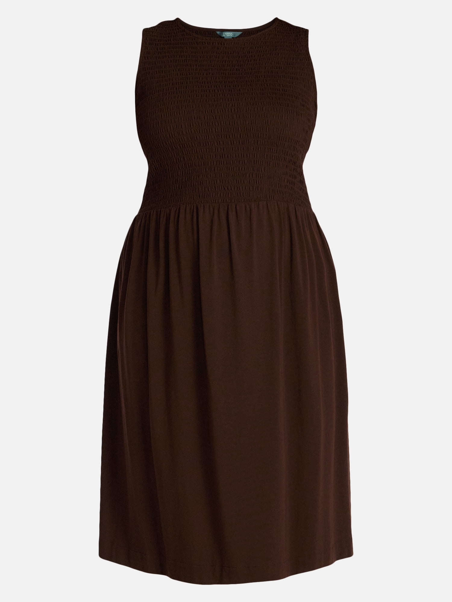 Terra & Sky Women’s Plus Smocked Midi Dress, Size 0X-5X