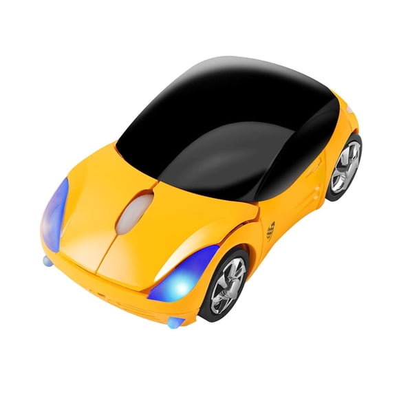 Mouse inalámbrico CHUYI con forma de auto, 1600 DPI, 3 botones, amarillo
