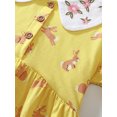 thumbnail image 6 of Emy Dola 2-7T Little Girls Lace Lapel Collar Cotton Dress Short Sleeve Foral Bunny Applique Tunic Summer Dresses, 6 of 7