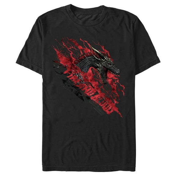 Men's Game of Thrones Fire and Blood Dragon Red  Graphic Tee Black 3X Large