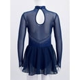 thumbnail image 4 of inhzoy Kids Girls Figure Skating Dress Mesh Long Sleeve Lyrical Ballet Dance Leotard Dress Navy Blue 8, 4 of 8