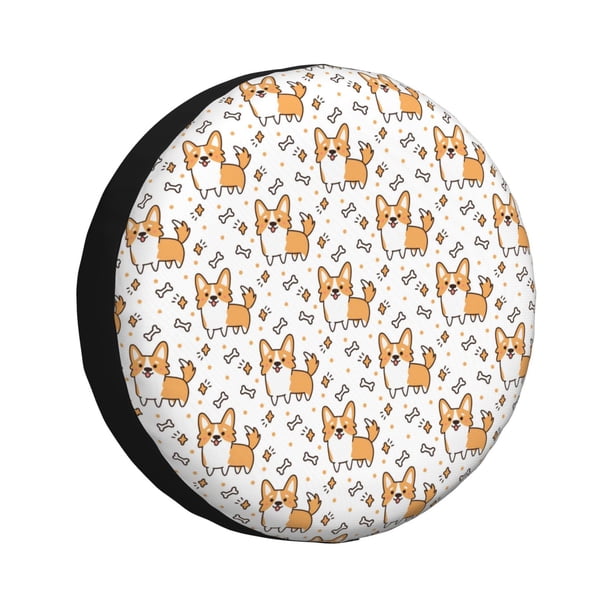 Fotbe Corgi with Hearts Funda de Llanta de Repuesto con Estampado, Engrosada, Ajuste Universal para Jeep, Remolque, RV, SUV, Camión-17 inch